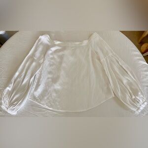 Floreat for Anthropologie Off-Shoulder Cream Poet Sleeve Blouse – Size 8